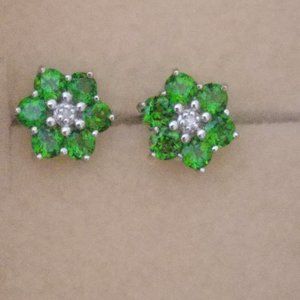 RUSSIAN CHROME DIOPSIDE DIAMOND ACCENT EARRINGS